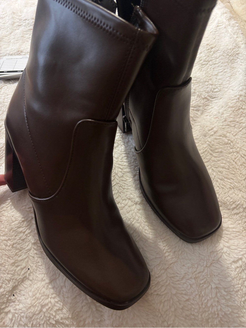 Classic Women's Brown Leather Square-Toe Ankle Boots